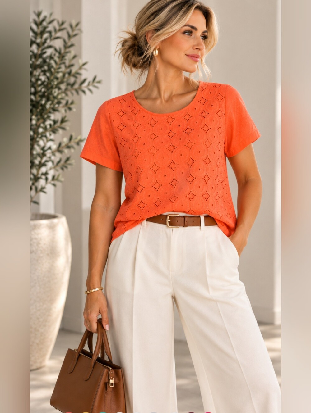 Reitmans Coral Eyelet Embroidered Top – Plus Size 1X